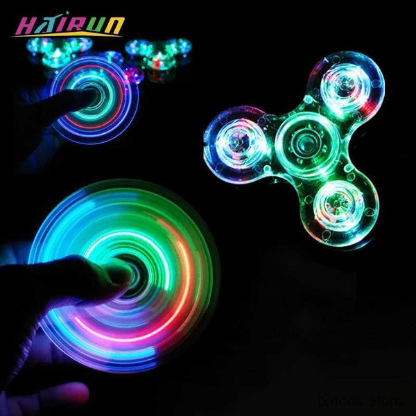 Decompressione giocattolo portatile a LED Creative LED Fidget Spinner Spinners Glow in scuro EDC Figet Spiner Finger Stress Relief Toys for Kids