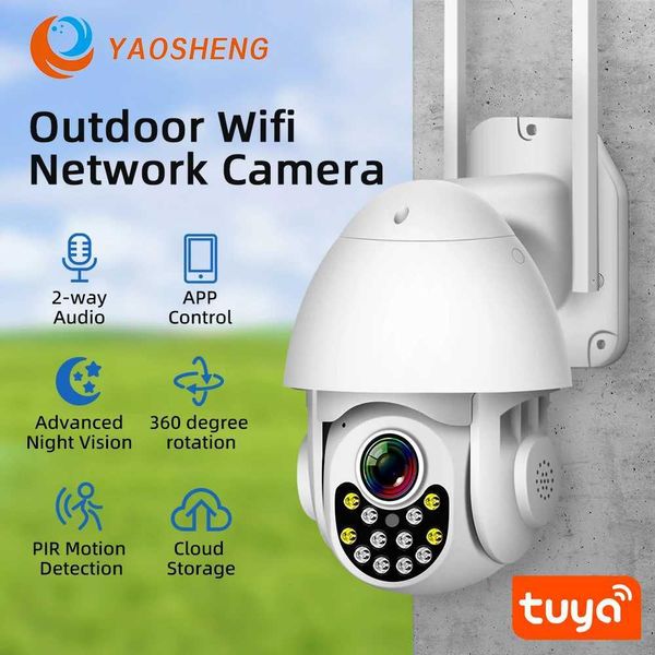 IP -камеры HD IP Camera Tuya Wi -Fi Ptz Camera Outdoor 2MP Video Surveillance Camera Camera Auto Tracking Audio Видео беспроводное 1080p CCTV 240413