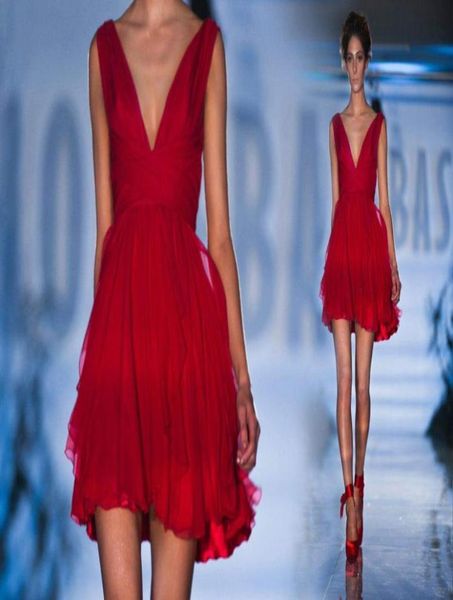 2019 Aline Short Red Chiffon Backless Prom Dresses Sexy A Line Skiot Paolo Sebastian Celebrity Party GOWNS4248435