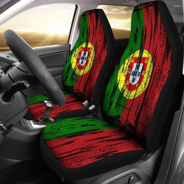 Tampa de assento de carro Bandeira do grunge portugal 1 pacote de 2 capa de proteção frontal universal