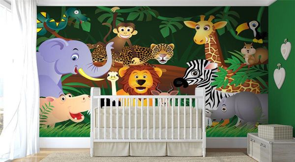 Wandmaler Jungle Animals Tapete Wandtapete für Kinder Schlafzimmer TV Kulisse Tapete Home Decor Mural8689157