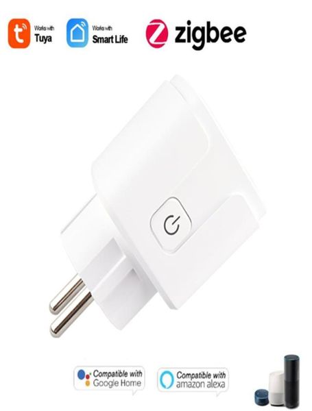 Tuya Zigbee Smart Plug Eu 15A 110250V Smart Socket Smart Home беспроводной плагин управление голосовой голосовой платой с Alexa Google Home Home2834489482713