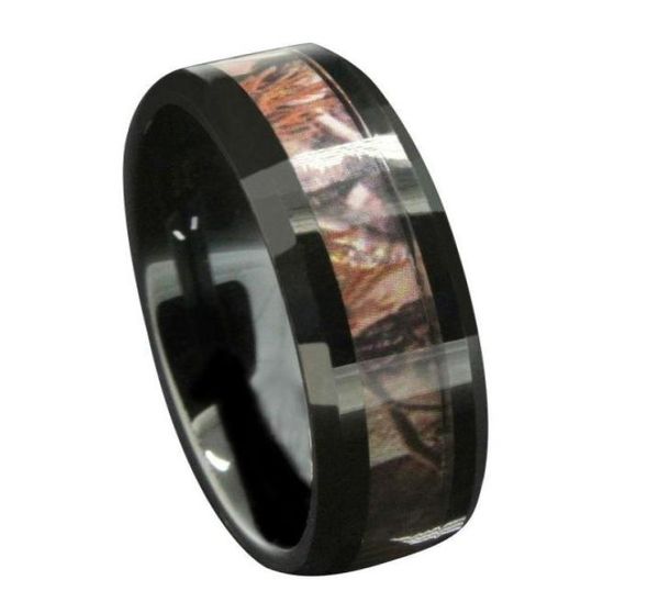 Anéis de casamento Bandas de tungstênio pretas de 6 mm8mm Men039s Red Forest Camuflage Camo Camo Hunting Tamanho 61338887920