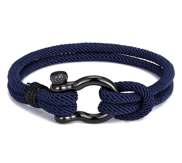 Trendy Outdoor -Farbseil Lucky Survival Bracelet Frauen Männer Schwarze Charme Edelstahlschnalle Freundschaftsbänder Femme Homme8188030