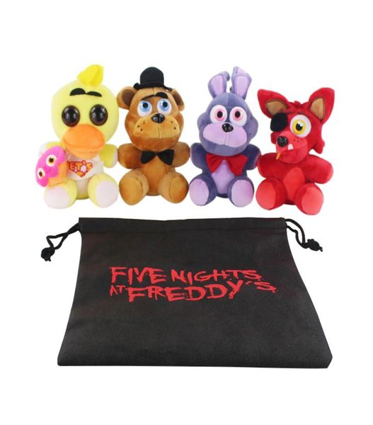 4pcsset in bag cartoon movie fnaf foxy bonnie 5 пять ночей в Freddys Plush Doll Toy Chica Fazbear лихорадка мягкая фаршированная Y2007031494520