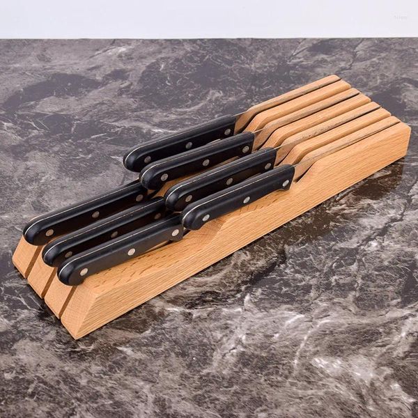 Porta a blocchi per coltello da cucina cucina per posate in legno di faggio in legno vassoio per utensile universale strumento di organizzatore per coltelli scaffale