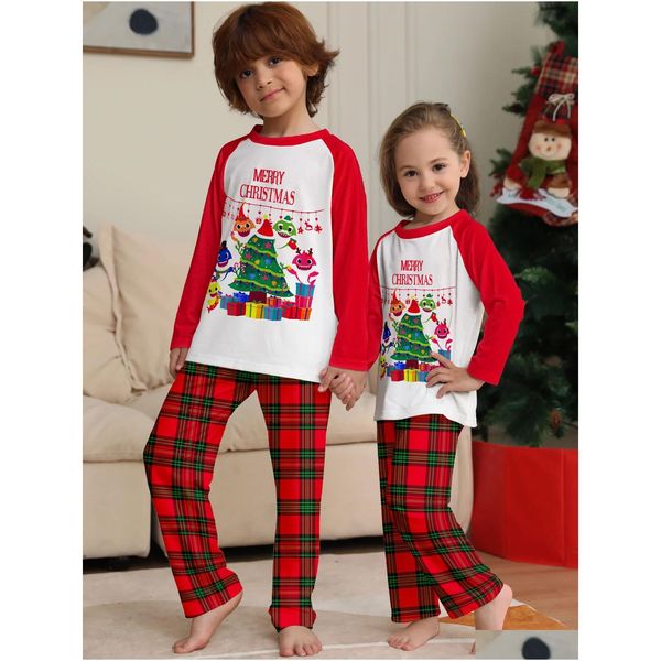 Familienübergreifende Outfits Look 2 PCs Anzug Baby Hund Strampler Jahr Kleidung Weihnachten Pyjamas Set Print Eltern-Kind-Drop-Lieferung Kinder Mater Dhtzh