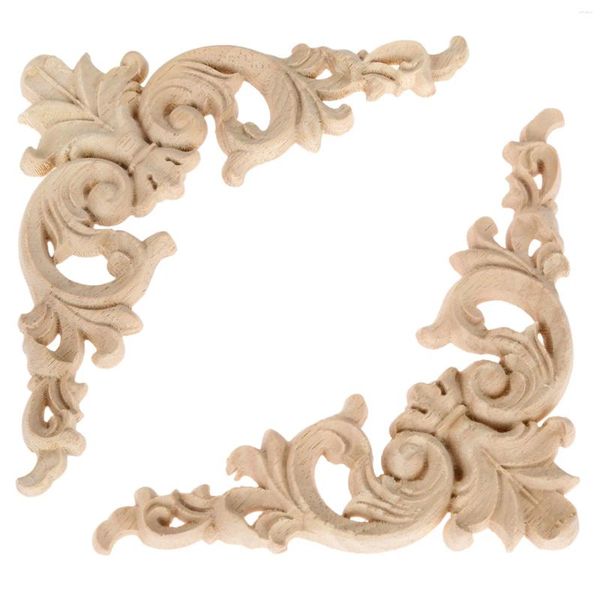 Figurine decorative 8pcs 8x8 cm Appliques in legno onlay decalcomanie intagliate non verniciate per mobili per portata del letto Armadio a soffitto decorazioni mobili da parete