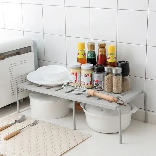 Armazenamento de cozinha Prateleira de armário expansível Rack de organizador de bancada ajustável para utensílios de cozinha de louça de cozinha de alimentos enlatados T21C