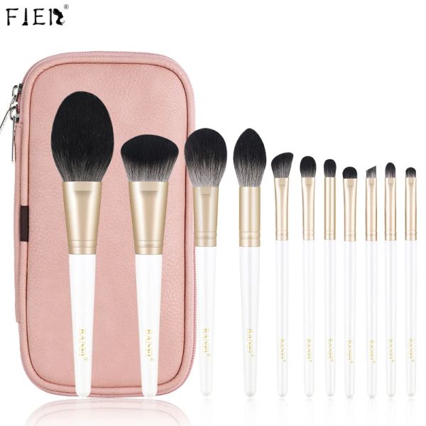 Shadow fjer 11pcs Brush de maquiagem de luxo Conjunto de maquiagem Profissional Pérola Fundação branca Fundação Center