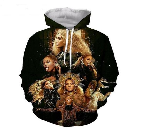 Beyonce Hoodie Hoodies homens Mulheres de manga longa por todo o pullover impressa Capuz Tops