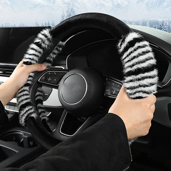 Lenkradbedeckung Winter Plüsch warmes Auto Cover niedliche Nicht-Schlupf-kurze Samt-Lenker-Lenker-D-Auto-Universal-Innenzubehör