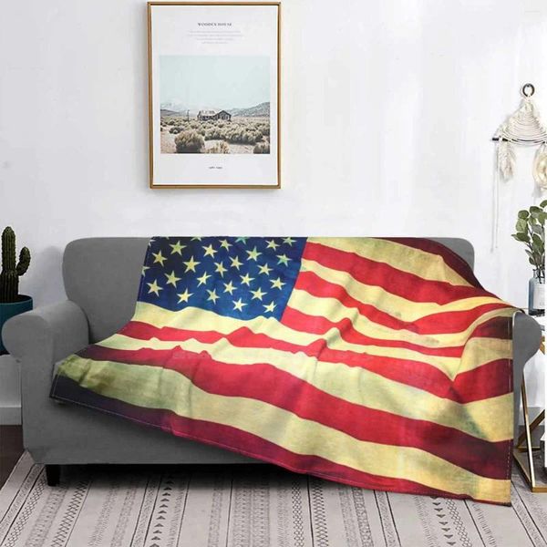 Одеяла Гранд Старой Флаг Печать Высокая Цилтиальность теплое фланелевое одеяло Америка США США