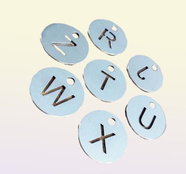 Neuheit Elemente 26 PCs Edelstahlbuchstaben Platten runde Etiketten Markzeichen Klassifizierung Tags Metall Alphabet Element Marker AZ Sign9165782