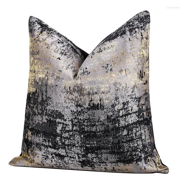 Pillow Gold Black Luxury Cover 45x45cm Design de padrão decorativo de ponta para a fronha de sofá de decoração da sala de estar