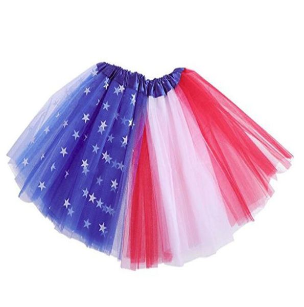 Crianças Tutu saia American Flag Tutu Camadas Tulle Tutu Salia 4 de julho Tutus Patriótico Independência DIA4598705