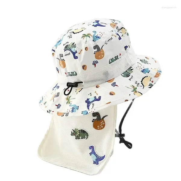 Berets Summer Children's Panama Hat Dinosaur Printed Big Brim Bab