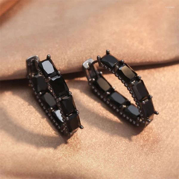 Brincos de argolas rakol zircão preto para mulheres brilhantes cúbicas zirconia casamento no noivo de noiva jóias