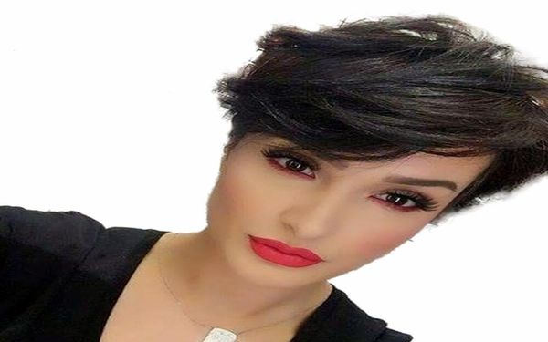 Pixie Cut Perücke menschliches Haar natürliche gerade fündelische Maschine gemacht brasilianische kurze Perücke für Frauen nicht Spitzenherigkeiten7120085