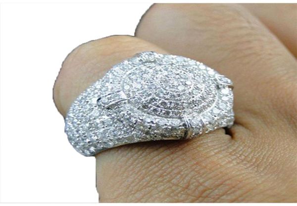 Moda mücevher vintage erkekler yüzüğü klasik tam elmas punk tasarımcı halkaları kaya 18k altın kaplama lüks halkalar modaya uygun retro erkek r1573652