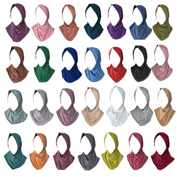 Muslimische Hijab Feste Farbe Islamischer Schal arabische Schals tragen direkt Haarzubehör 240410