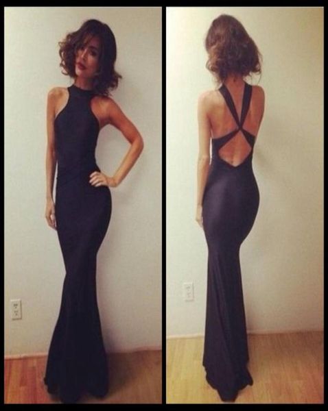 Simple eleganti abiti da ballo a sirena nera elegante Open Weep Women Women Evening Party per Wedding Sevents Gowns8536748