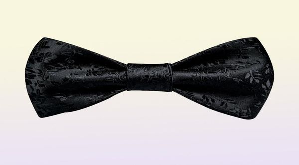 Bow Binds schwarze Blumenmaser -Selbstbindungsmänner Fashion Butterfly Seiden formelle Business -Hochzeitsfeier Bowtie Taschentuch