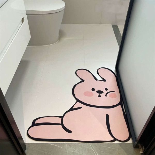 Porta del bagno carino cartone animato pavimento del bagno diatomaceo di fango assorbente facile da cura di una rapida asciugatura