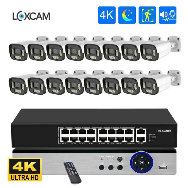 IP -Kameras 8CH 4K 8MP Überwachungskamera -System POE 5MP Two Wege Waterdosient Outdoor Bunte Nachtkamera Videoüberwachung Set Xmeye 240413