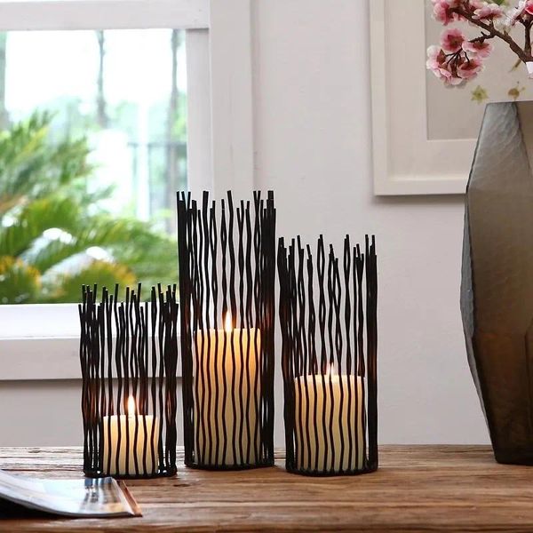 Candele Immagine moderna IMERE Europea Candlestick Crafts Gioielli Nero Romantico Desktop Desktop Decoration Props