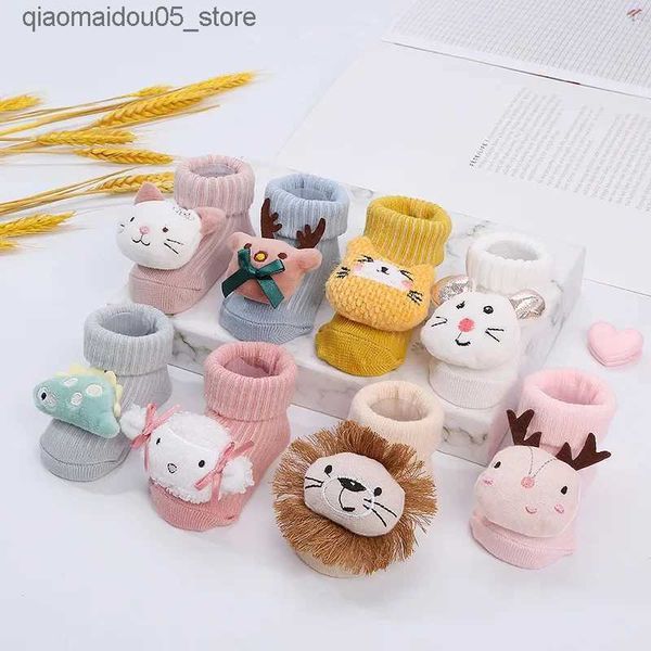 Calzini per bambini Kawaii Calzini morbidi di cotone puro per neonati per bambini animali da cartone animato calzini per bambole 3d per ragazzi bambini e bambini calzini da pavimento q240413