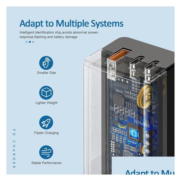 Smart Devices 1 Piece 65W USB-C Зарядное устройство Power Delivery 3.0 с MOSFET Super-Sil Tech Supply для USB C-ноутбуки смартфона и т. Д. Розница D DHFJY