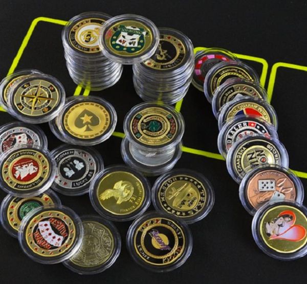 Pokerkartenschutz Metallschutz Souvenir Craft Poker Chips Dealer Münzen Poker Game Geschenk Hold039Em Accessoires zehn Stück 2974600