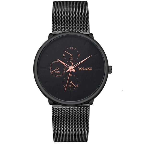 Moda de liga mais vendida da moda Mesh Strap Men's Watch, Simple Fake Three Eye Business Watch