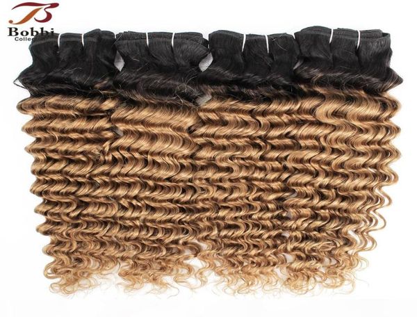 1b 27 Ombre Blonde Deep Wave Hair Webbündel Brazilian lockiges Haar Zwei Ton 3 4 Stücke 1024 Zoll Remy menschliches Haarverlängerungen5016502