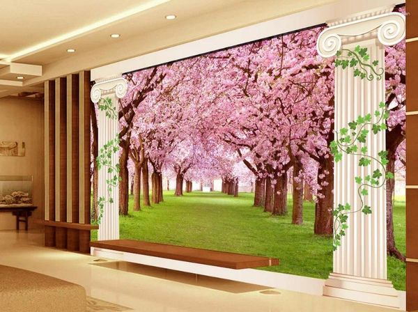 Duvar Kağıtları Özel 3D Duvar Duvar Kağıdı Avrupa Tarzı Romantik Kiraz Ormanı Duvar Halkları Ev Dekorasyon
