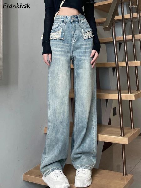 Женские джинсы потерпели женские женщины в японском стиле сплошной модный отдых с модным отдыхом.
