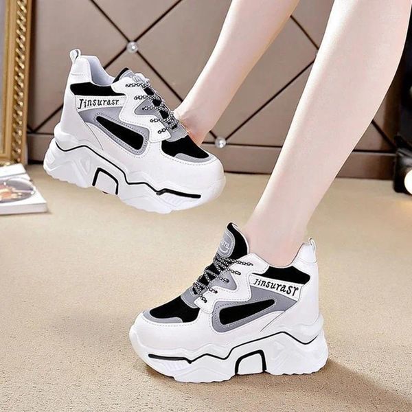 Scarpe casual Ins White High Heel Sneakers femminile femminile per cuneo grosso piattaforma rosa Tenis forcher woman densalelata