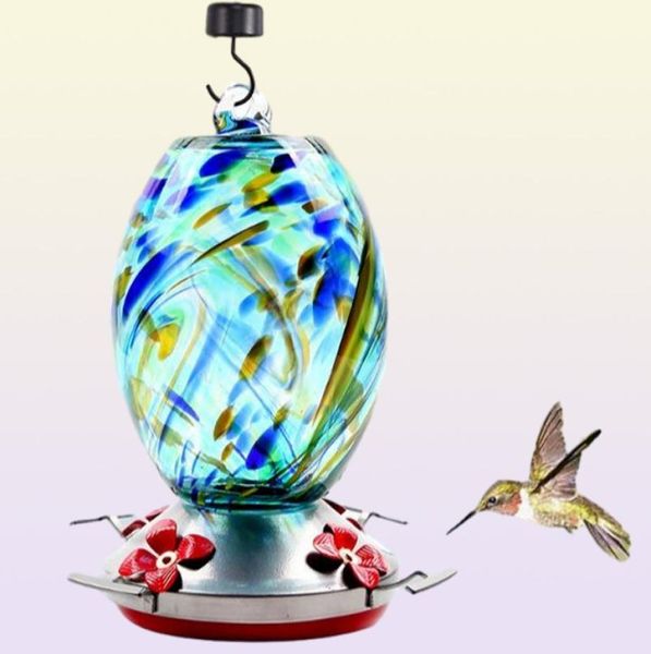 Outros pássaros suprimentos de pássaros alimentadores de alimentos coloridos de beija -flor tigela de água de vidro para bebedora de vidro para o quintal de papagaio ao ar livre Accessori2142960