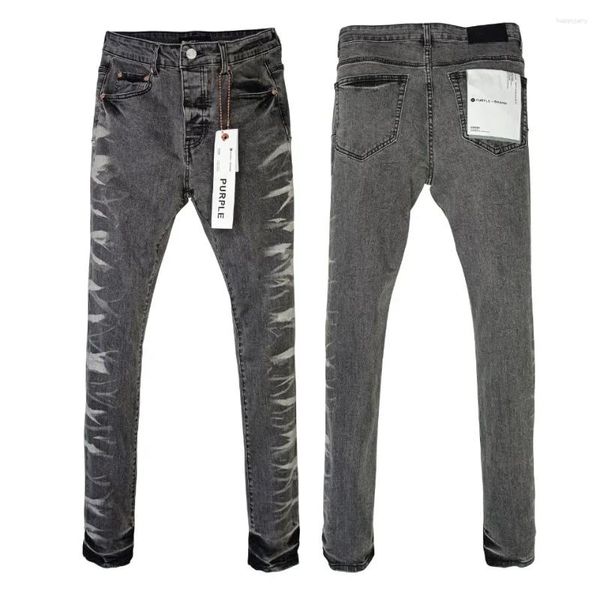 Женские брюки 2024 Purple Brand Jeans High Street Hip-Hop в стиле ощущение вымытой этикетки тонированная черная ремонт низкий поднятие тощая джинсовая ткань