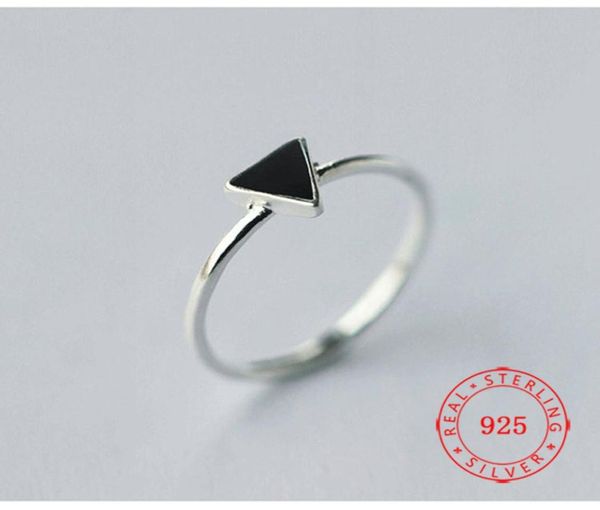 Simple Real 925 Design ad anello in argento sterling sterline Anelli triangoli d'amore impilabili con design di dimensioni regolabili EWELLERY2896072