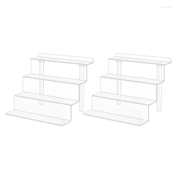 Cucina deposito y1uu 2pcs chiara riser per display acrilico rack per figure di figure profumi trucco sugli scaffali