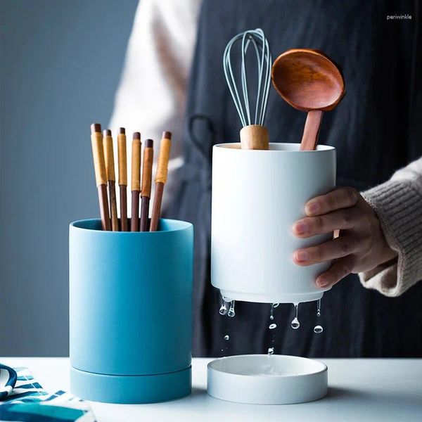 Bottiglie di stoccaggio Ceramic Ceramic Tabelloni per tubi cucchiaio forcella barattolo di scarico creativo contenitori da cucina creativa MX9291431