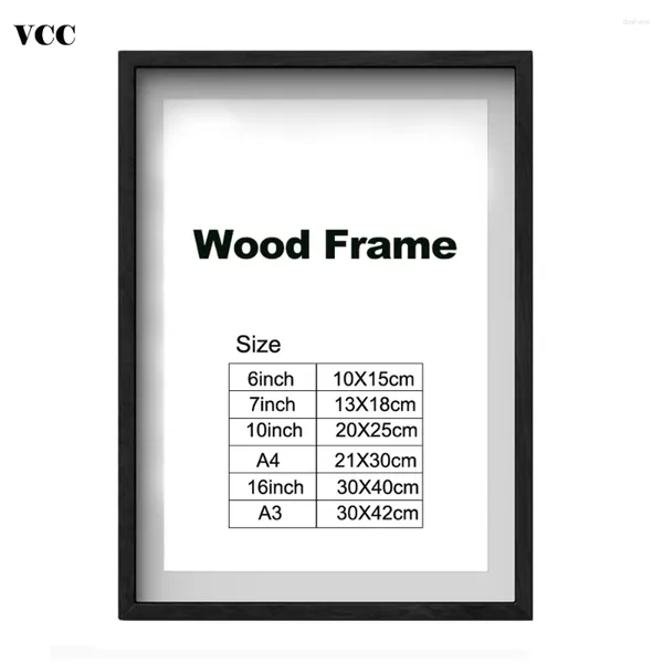 Frame Nature Wooden Classic Po Picture Frame A4 A3 Black White Coffee Colore in legno con vetro per Poster a parete