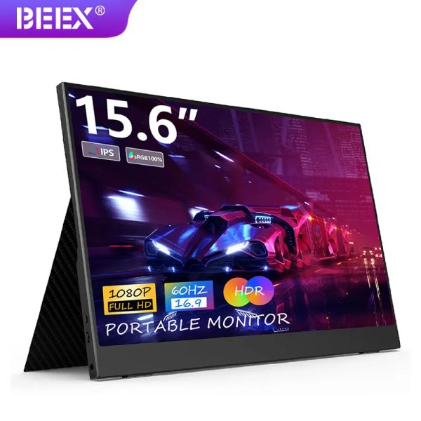 Monitörler Beex 15.6inch IPS Panel Taşınabilir Monitör USB Tip C PS4 PS5 Switch Xbox One Laptop Telefon için