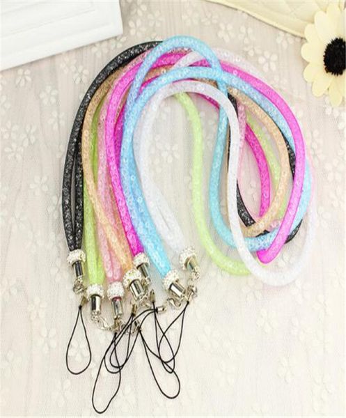 Новый мобильный телефон Lanyard Brap Fishing Net Bling Crystal Luxury Diamond Candy Color Hanging Seak Thepone Thofle Belt Hange Chain BR7336246