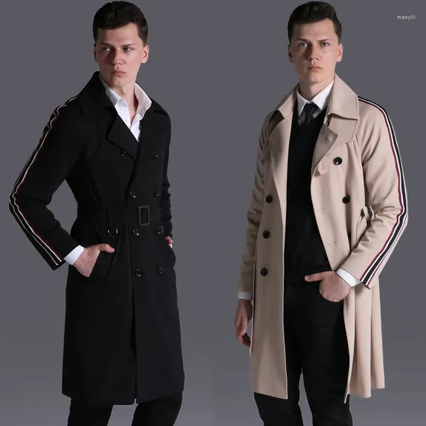 Мужские траншевые пальто Lu Long Style Men Coat Luxury Double Breads Libbon Jackets и ветров