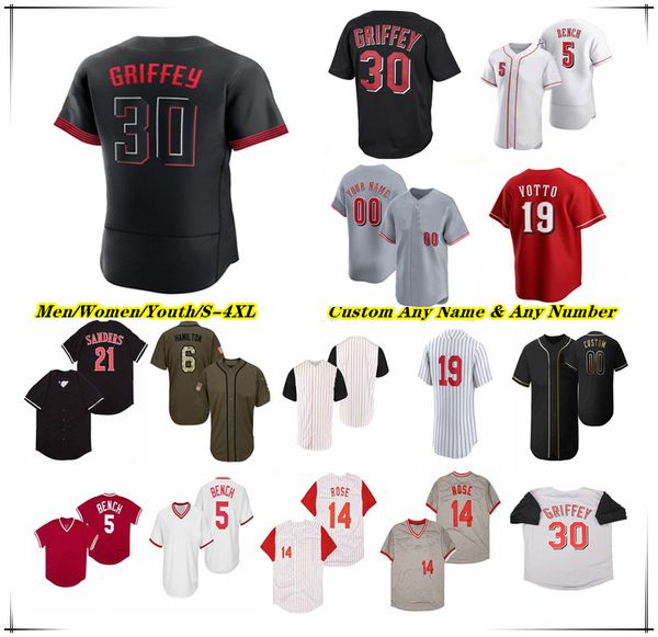 Camisas de beisebol Christian Encarnacion-fita Jeimer Candelario Nick Martini Andrew Abbott Hunter Greene Frankie Montas Santiago Espinal Stuart Fairchild Reds