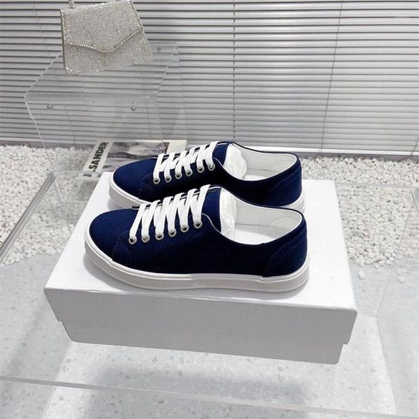 Scarpe casual Designer Fashion Women Navy Guida in pelle vera in pelle Lace Up Sneaker Allenatore morbido Roller Boat