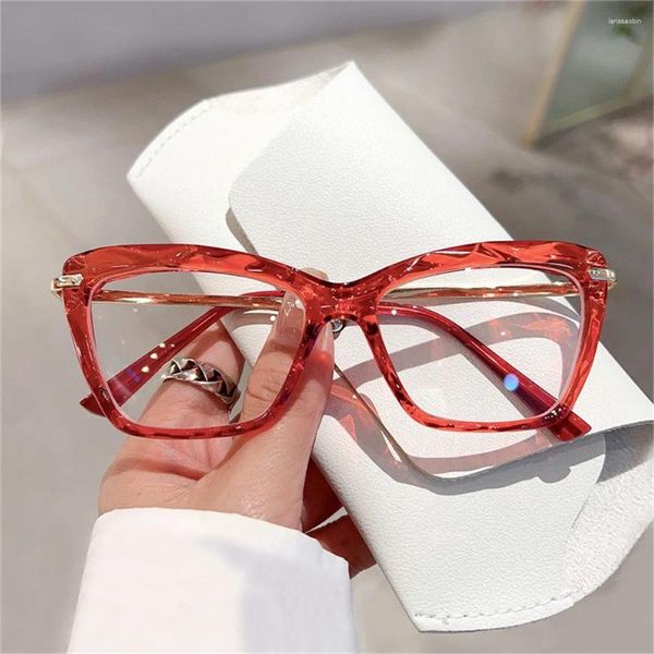 Sonnenbrille Mode transparente Katzen-Augengläser Anti-Blau leichte Brillen Vintage Frauen UV400 Schattierungen Flatspiegel Brillen mit Brillen